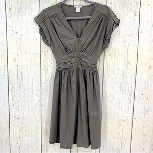 Bar III military green  Taupe Midi Dress with Ruched Detail